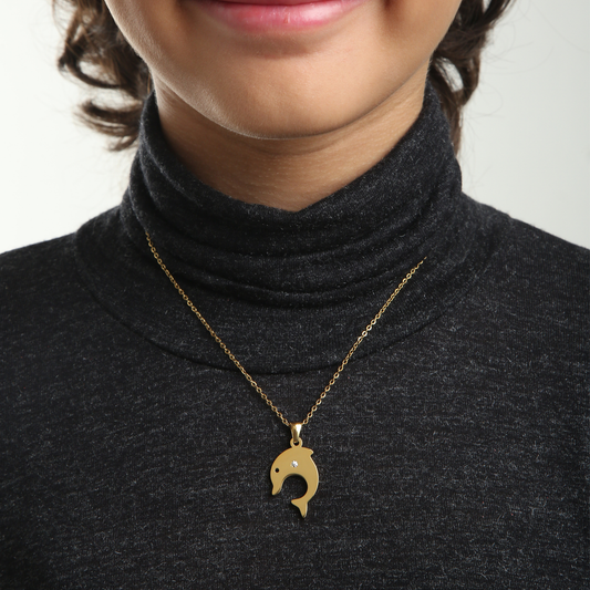 Sparkle Dolphin 18K Gold Plated Children's Necklace