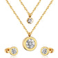 Double Layer Bezel CZ 18K Gold-Plated Jewellery Set (3 Pcs)