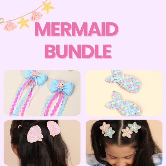 8 PIECE Mermaid Gift Bundle - Twisty Locks  - Kids and Women Hair Accessories, Fashion Clothing and Jewellery India