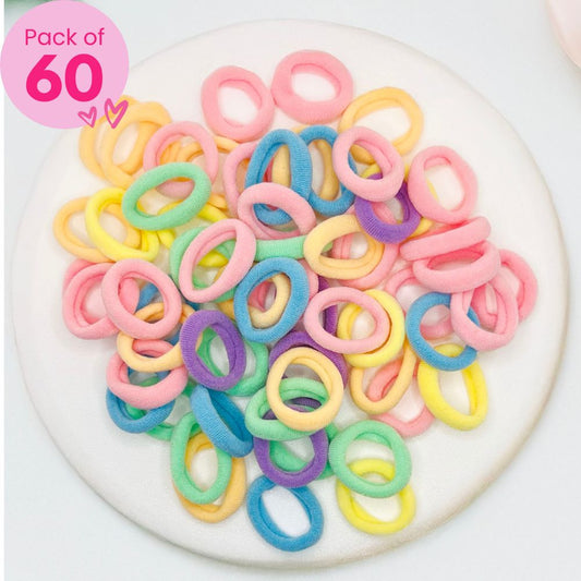 60 Soft Pastel Hair Ties (With Pouch)