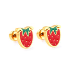 Cute Strawberry 18K Gold Plated Children's Earrings