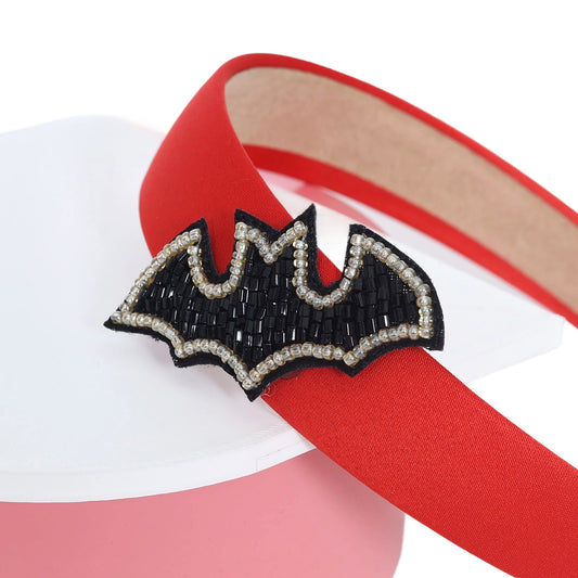 Bat Motif Red Hairband - Twisty Locks  - Kids Hair Accessories India