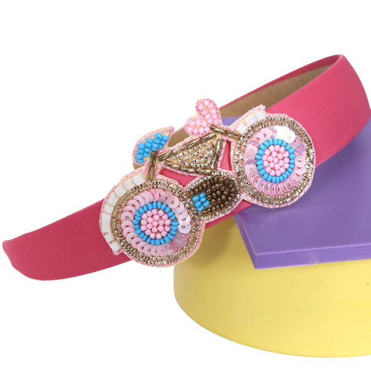 Bicycle Satin Hairband - Twisty Locks  - Kids Hair Accessories India