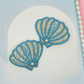 Blue Big Seashell Embroidered Hair Clips Set - Twisty Locks  - Kids and Women Hair Accessories, Fashion Clothing and Jewellery India