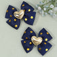 Blue Gold Heart Bows Set of 2 - Twisty Locks  - Kids and Women Hair Accessories, Fashion Clothing and Jewellery India