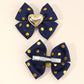 Blue Gold Heart Bows Set of 2 - Twisty Locks  - Kids and Women Hair Accessories, Fashion Clothing and Jewellery India