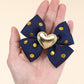 Blue Gold Heart Bows Set of 2 - Twisty Locks  - Kids and Women Hair Accessories, Fashion Clothing and Jewellery India