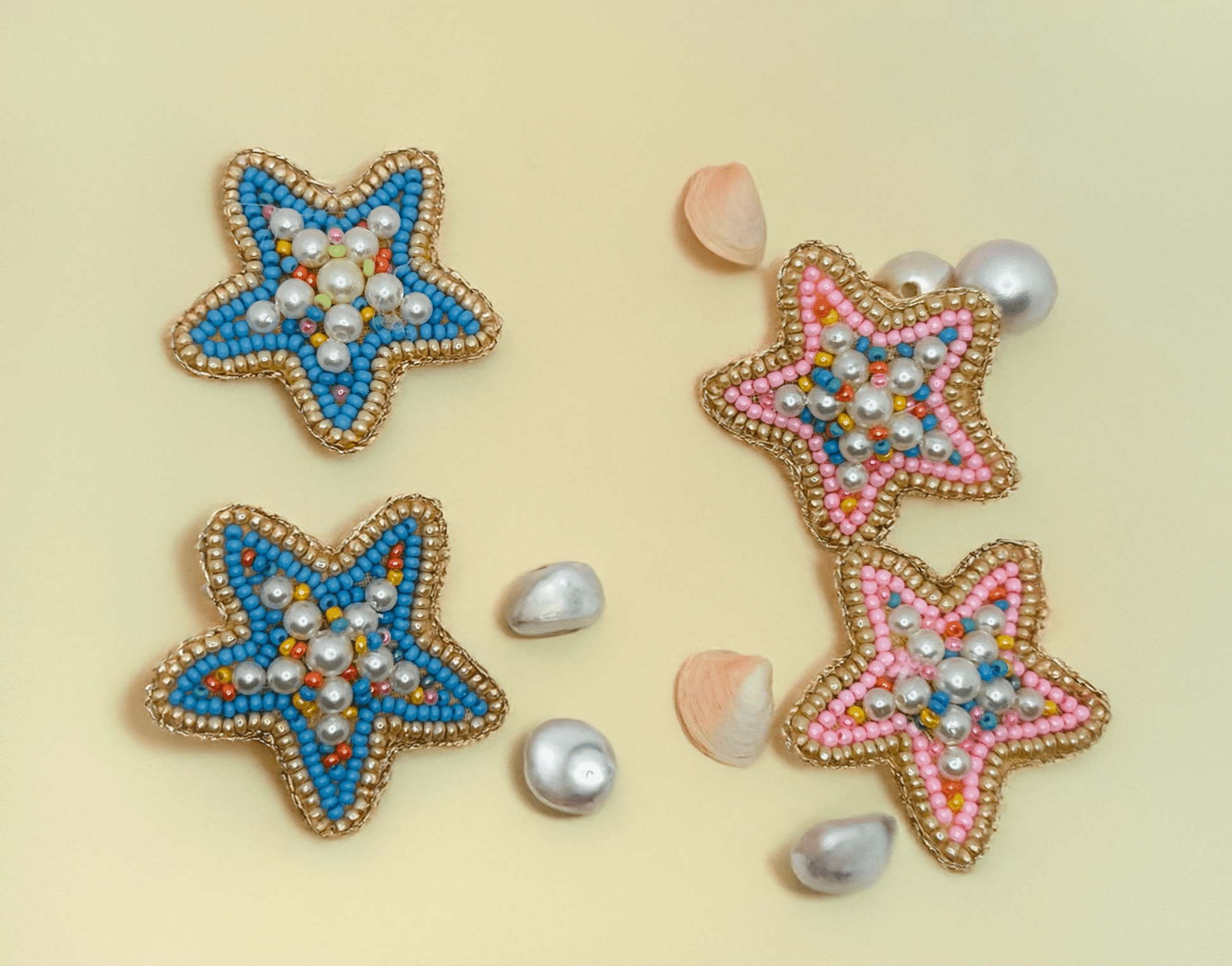 Blue Stars Embroidered Hair Clips Set - Twisty Locks  - Kids and Women Hair Accessories, Fashion Clothing and Jewellery India