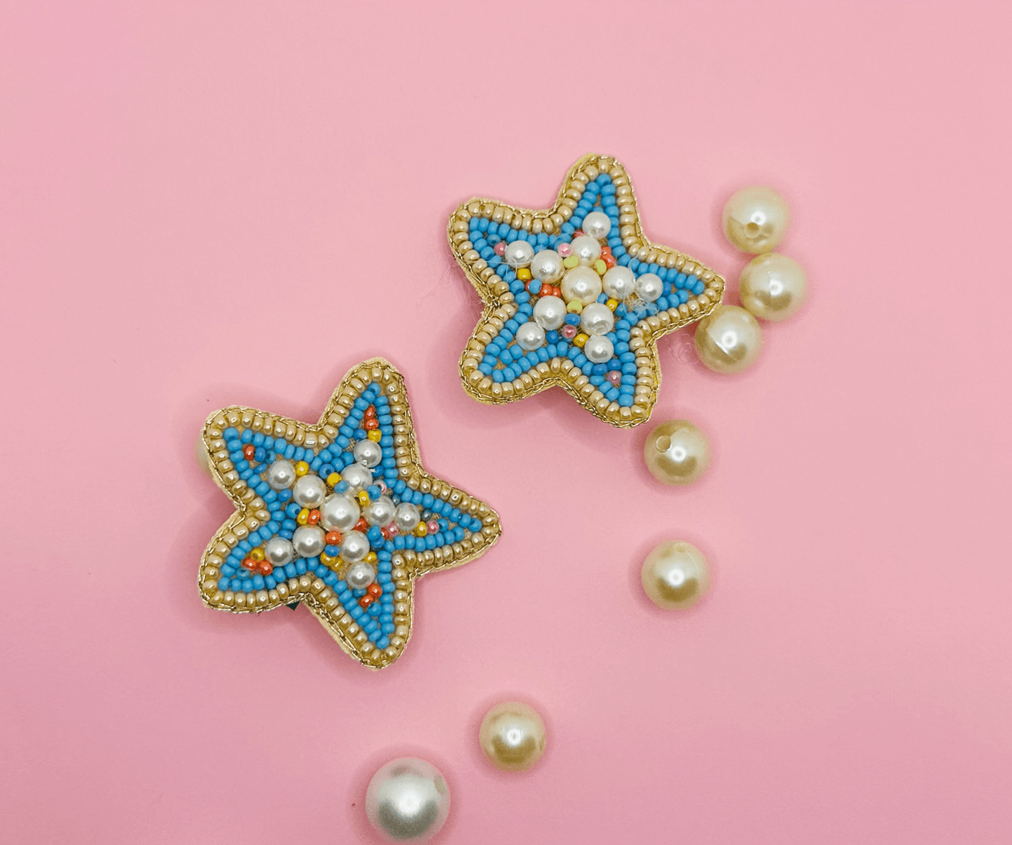 Blue Stars Embroidered Hair Clips Set - Twisty Locks  - Kids and Women Hair Accessories, Fashion Clothing and Jewellery India