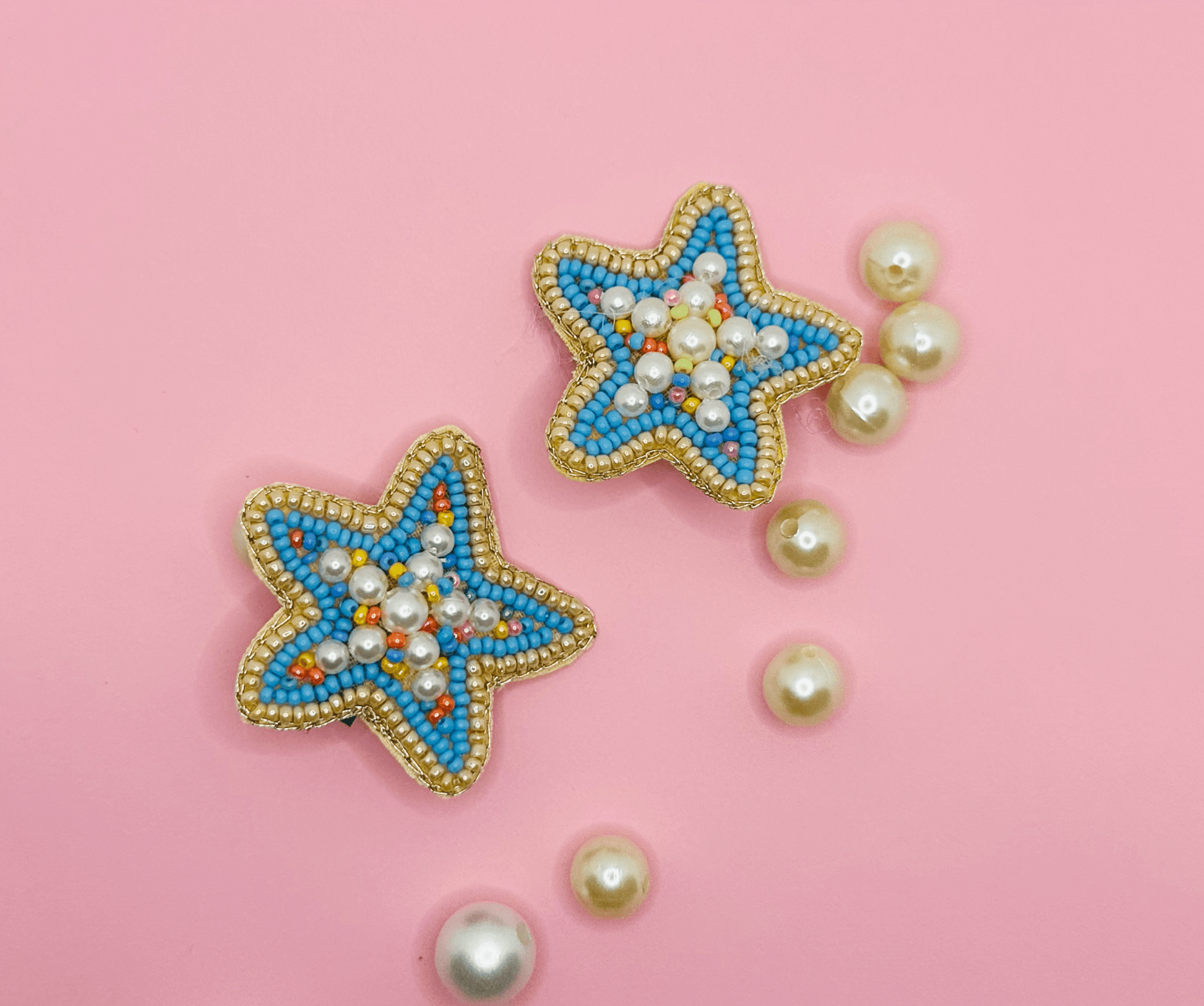 Blue Stars Embroidered Hair Clips Set - Twisty Locks  - Kids and Women Hair Accessories, Fashion Clothing and Jewellery India