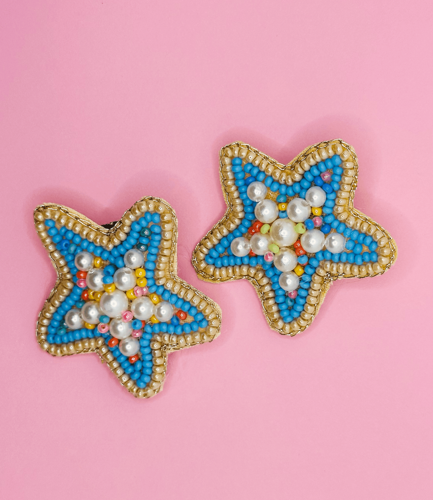 Blue Stars Embroidered Hair Clips Set - Twisty Locks  - Kids and Women Hair Accessories, Fashion Clothing and Jewellery India