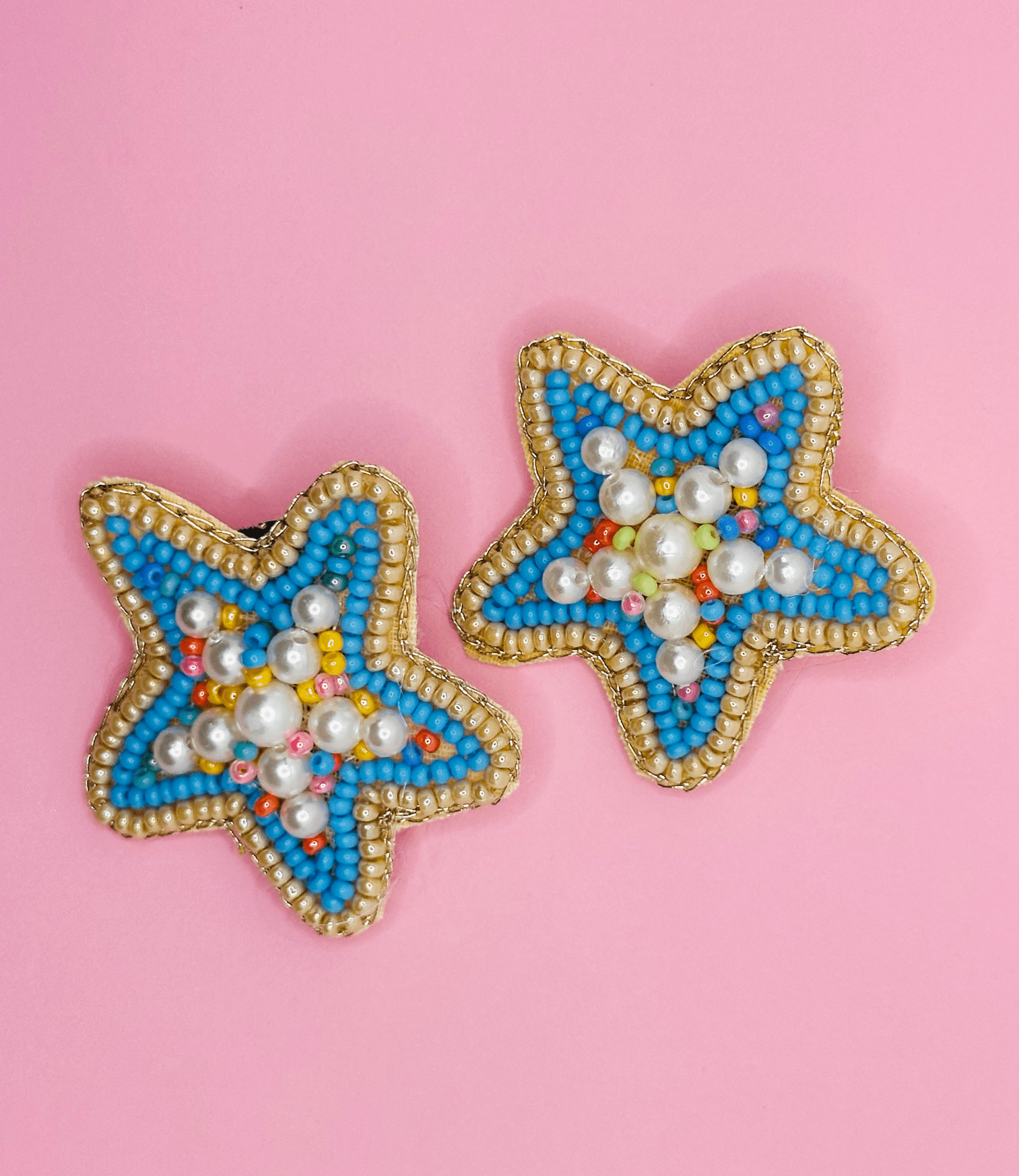 Blue Stars Embroidered Hair Clips Set - Twisty Locks  - Kids and Women Hair Accessories, Fashion Clothing and Jewellery India