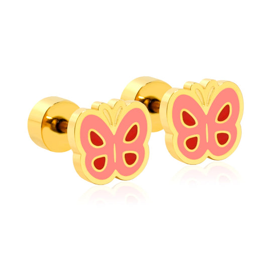 Blush Butterfly gold earrings – main product shot on white by Twisty Locks