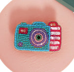 Camera Embroidered Hair Clip