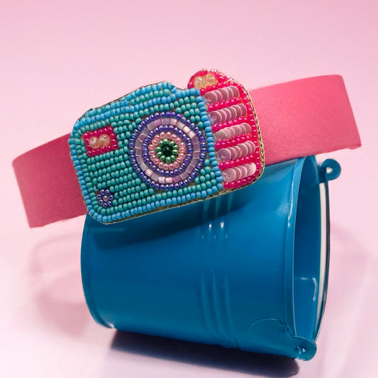 Camera Pink Hairband - Twisty Locks  - Kids Hair Accessories India