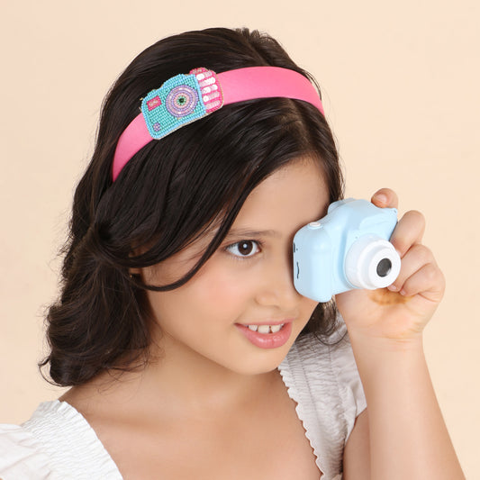 Camera Pink Hairband - Twisty Locks  - Kids Hair Accessories India