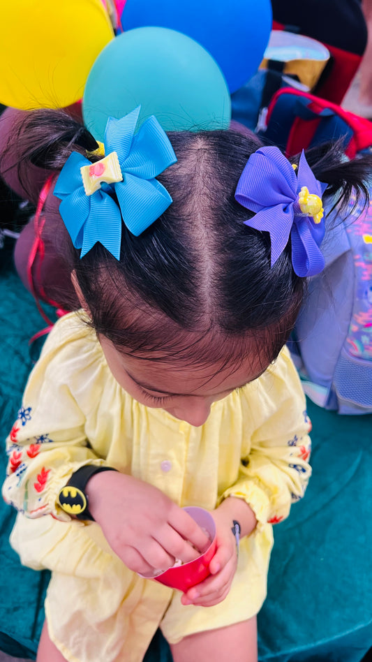 Candy Charms Bow Set – Blue, Green & Lavender Set of 3 - Twisty Locks  - Kids and Women Hair Accessories, Fashion Clothing and Jewellery India