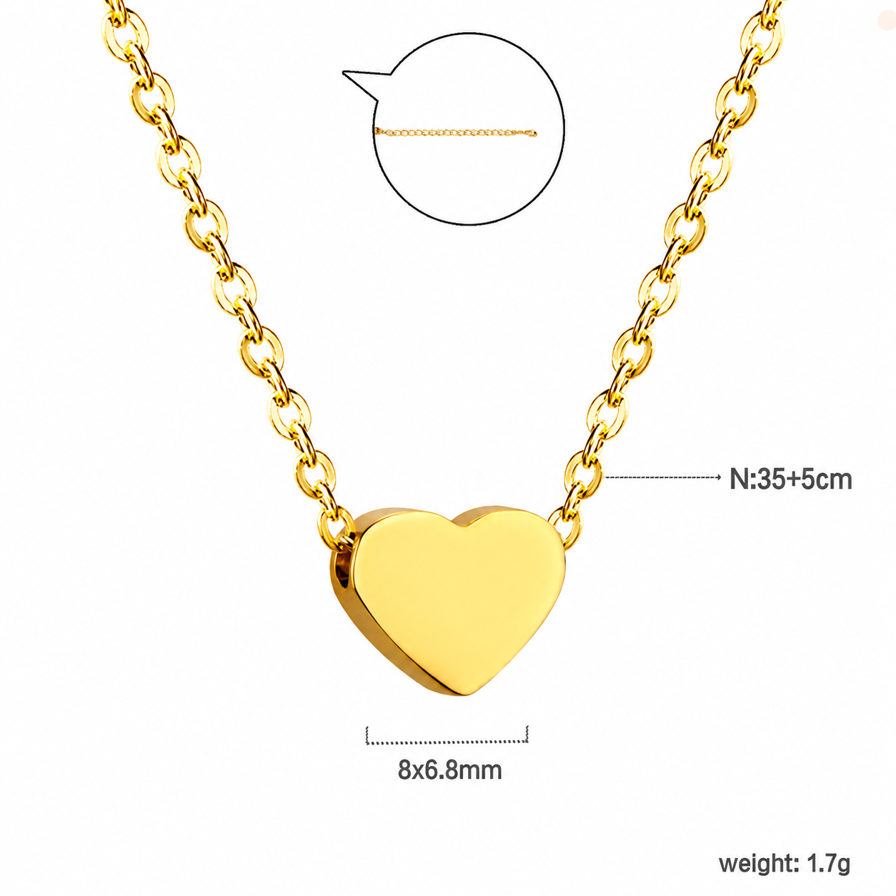 Gold Heart 18K Gold Plated Children's Necklace