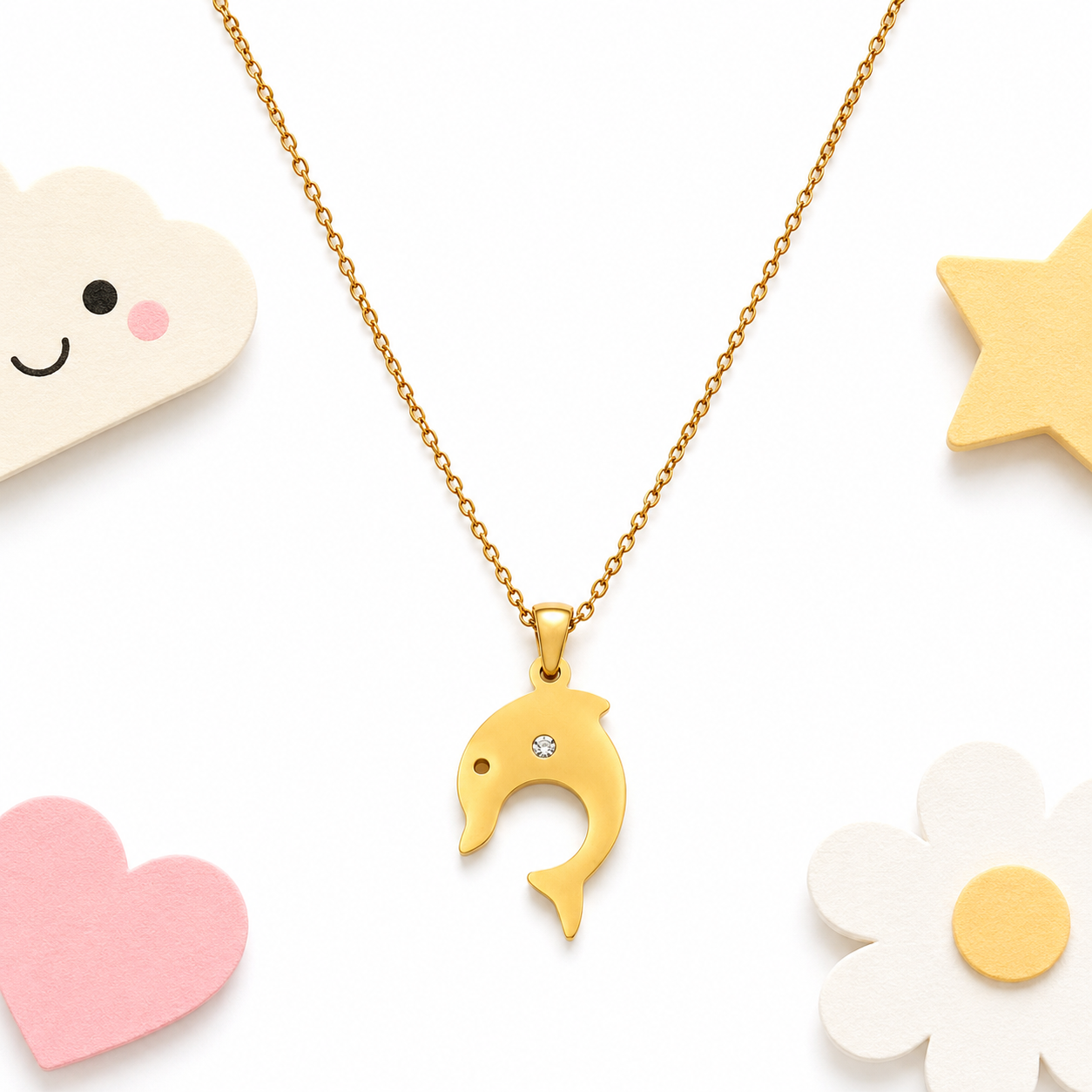 Sparkle Dolphin 18K Gold Plated Children's Necklace