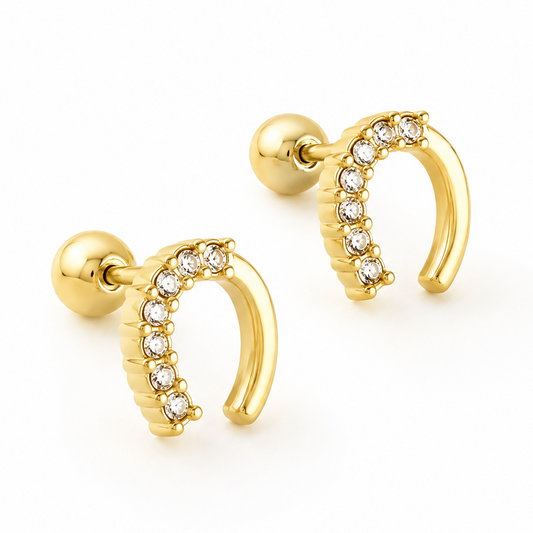 Sparkle Horseshoe 18K Gold Plated Children's Earrings