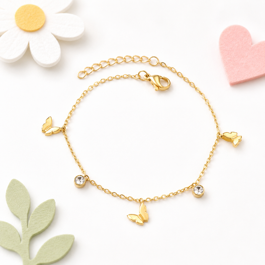 Diamond Butterfly 18K gold bracelet for kids – sparkling gift by Twisty Locks
