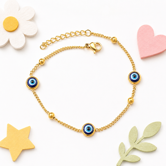 Evil Eye 18K gold bracelet for kids – protective charm bracelet by Twisty Locks