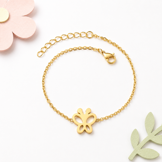 Gold Butterfly 18K gold bracelet for kids – elegant kids jewellery by Twisty Locks
