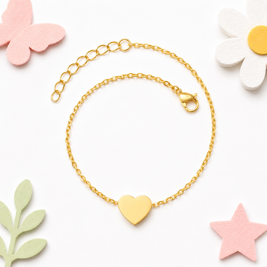 Gold Heart 18K gold bracelet for kids – sweet heart gift by Twisty Locks