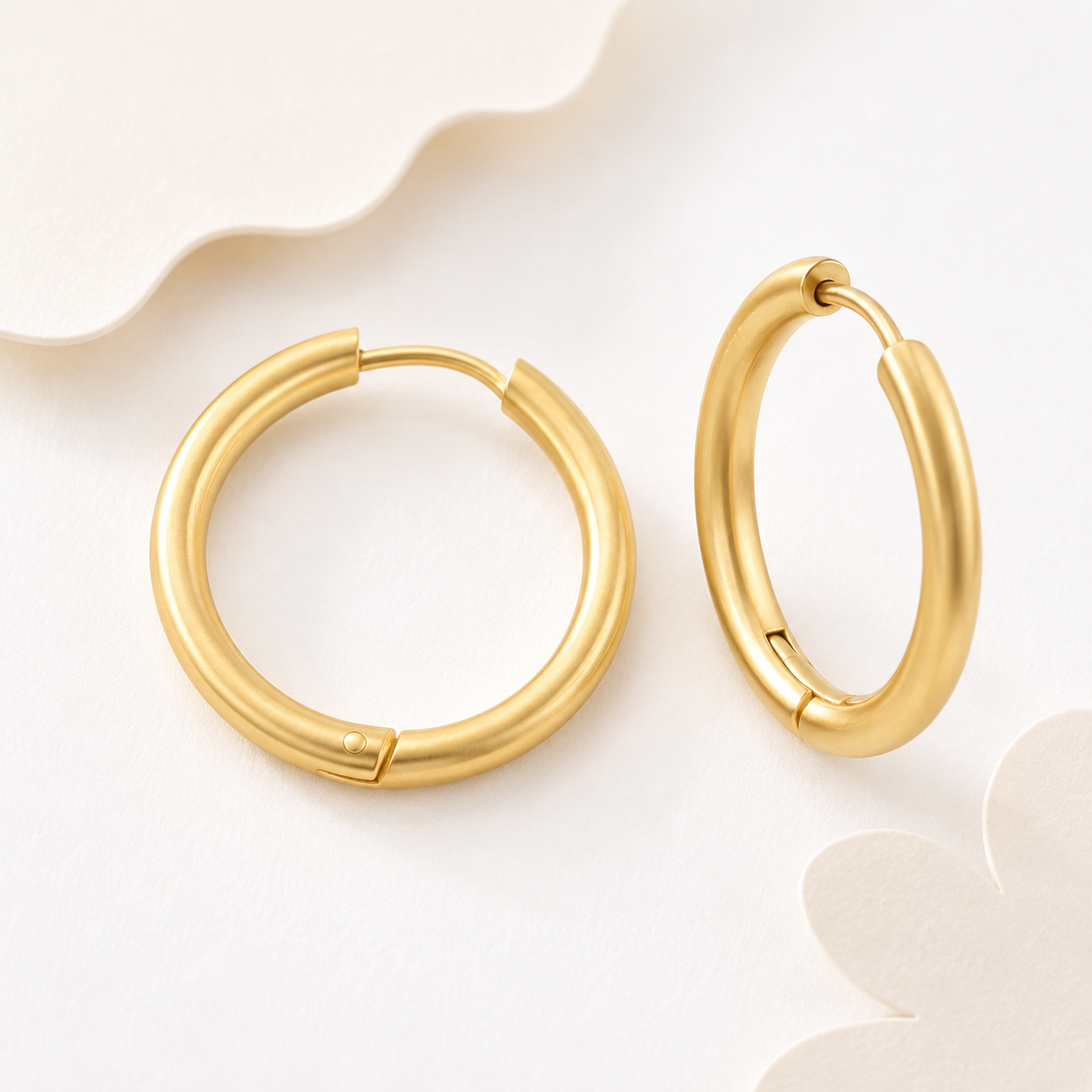 Classic Gold Hoops 10mm – AI product render angle 2 by Twisty Locks