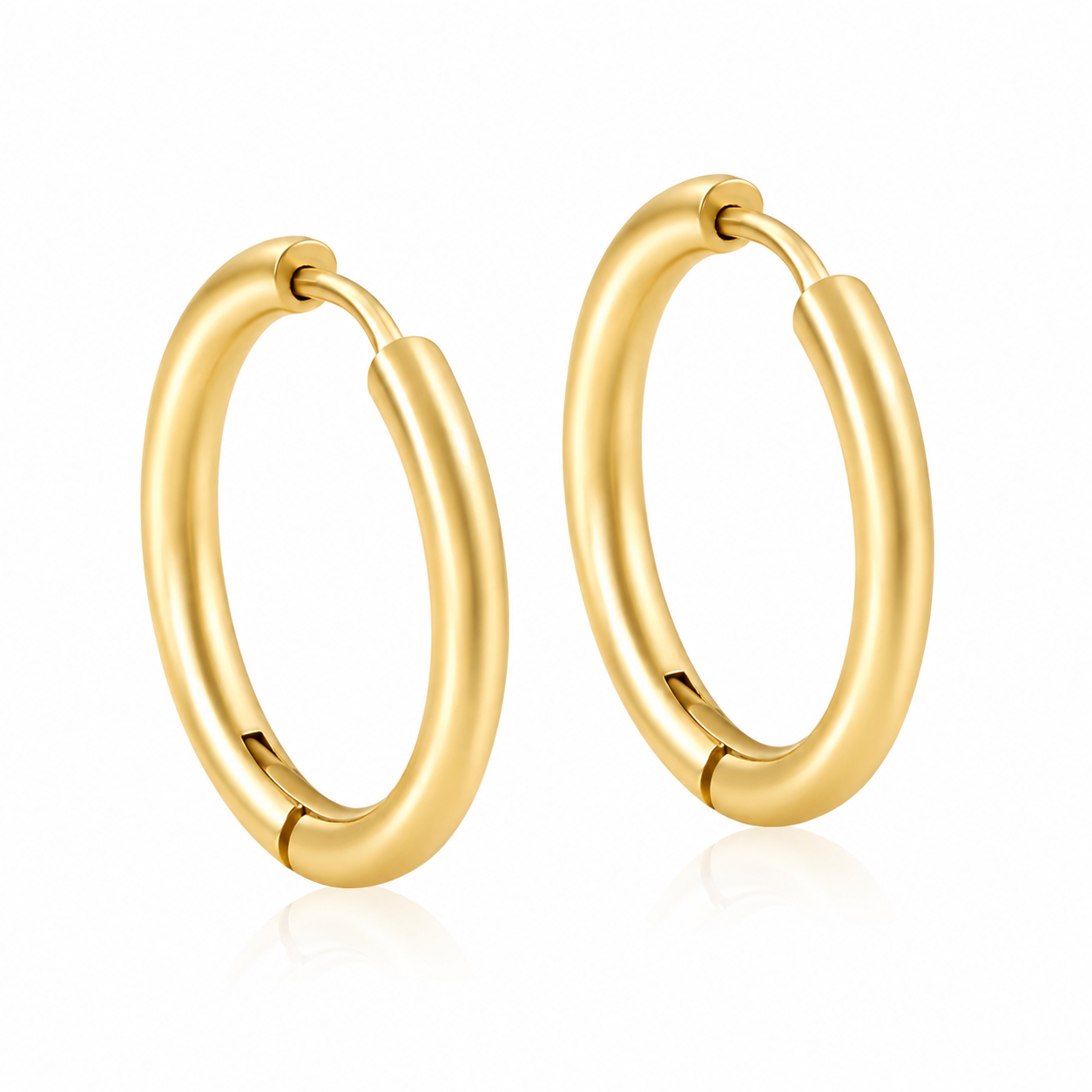 Classic Gold Hoops 10mm – AI product render by Twisty Locks