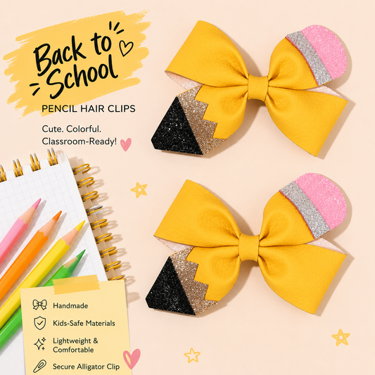 Leather Pencil Hair Clips Set of 2