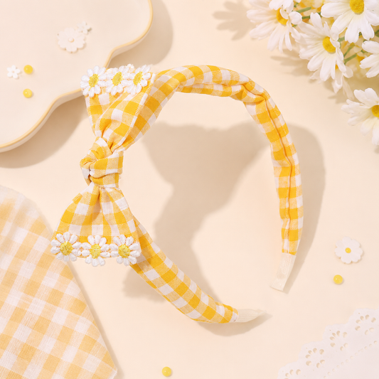 Fabric Ghingham Hairband & Bows Set of 3