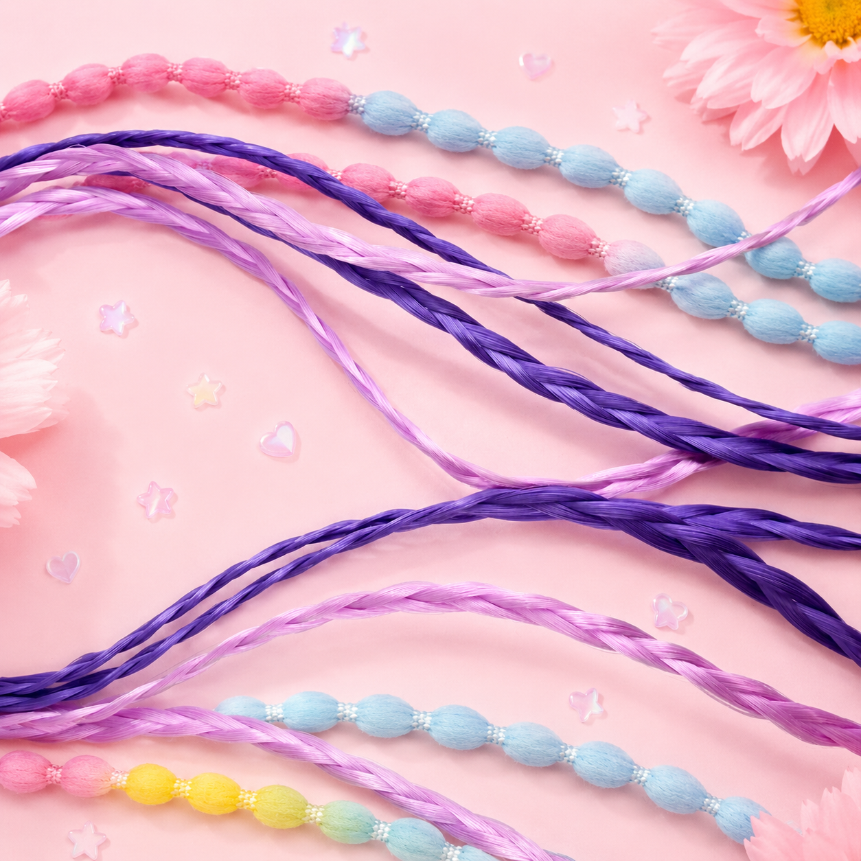 Colourful Extension Hair Ties  Set of 2