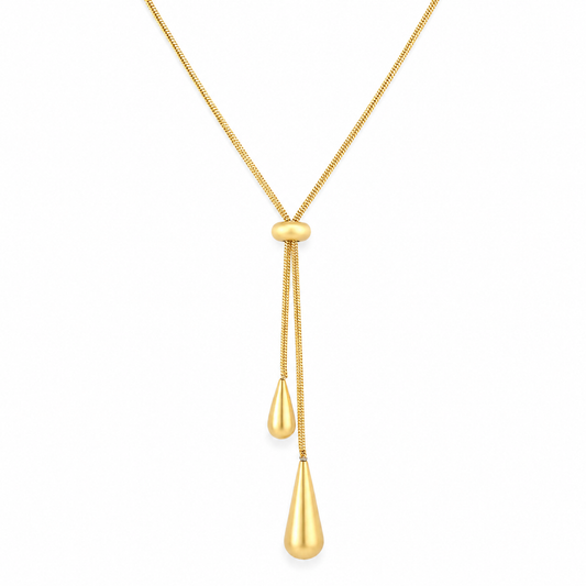 Double Teardrop Lariat 18K Gold-Plated Necklace