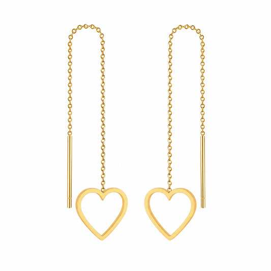 Open Heart Threader 18K Gold-Plated Earrings
