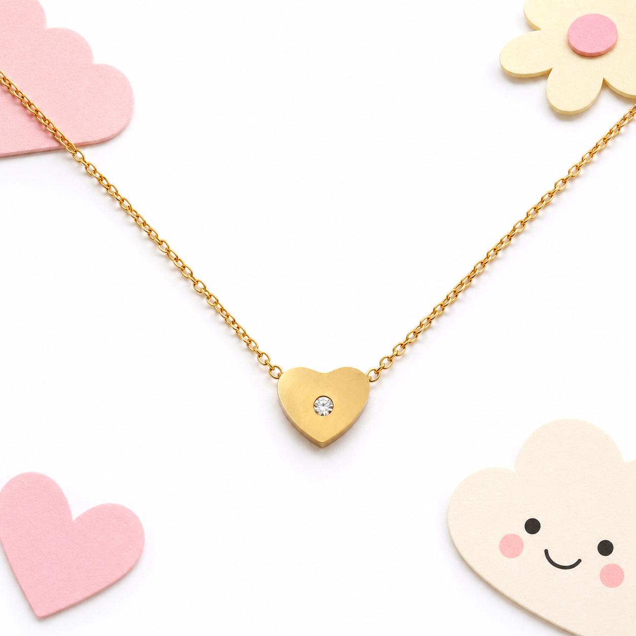 Sparkle Heart 18K gold necklace for kids – sparkling heart gift by Twisty Locks