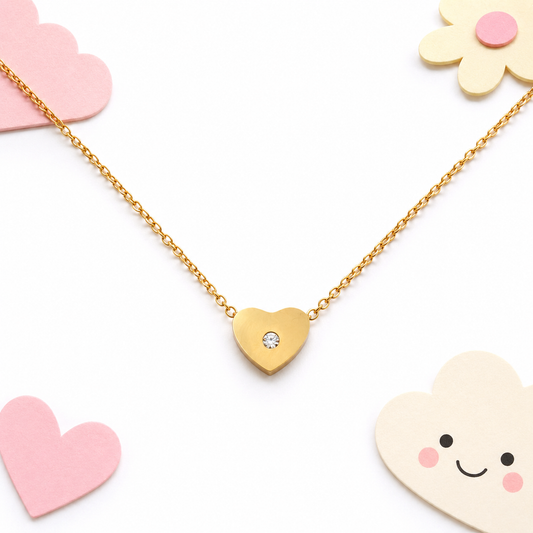 Sparkle Heart 18K Gold Plated Children's Necklace