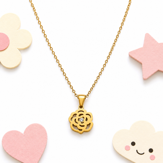 Sparkle Rose 18K Gold Plated Children's Necklace