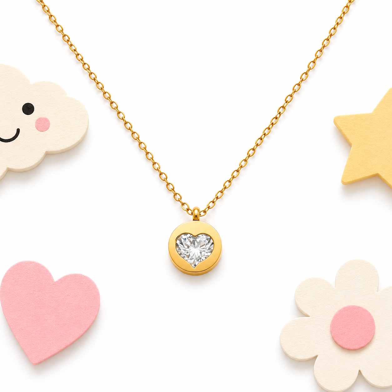 Heart Solitaire 18K gold necklace for kids – timeless heart gift by Twisty Locks