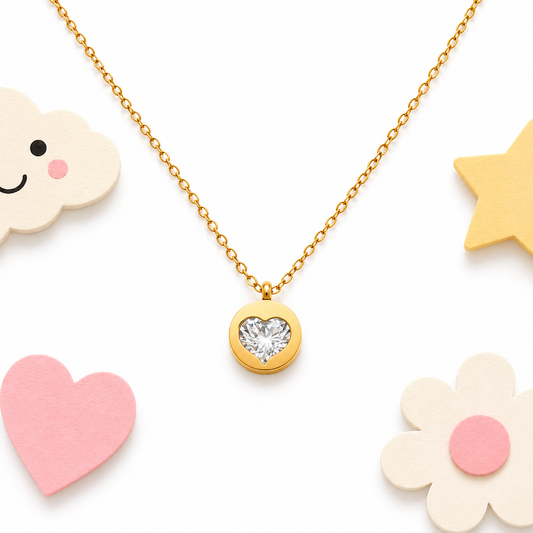 Heart Solitaire 18K Gold Plated Children's Necklace