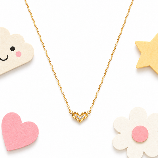 Sparkling Heart 18K Gold Plated Children's Necklace