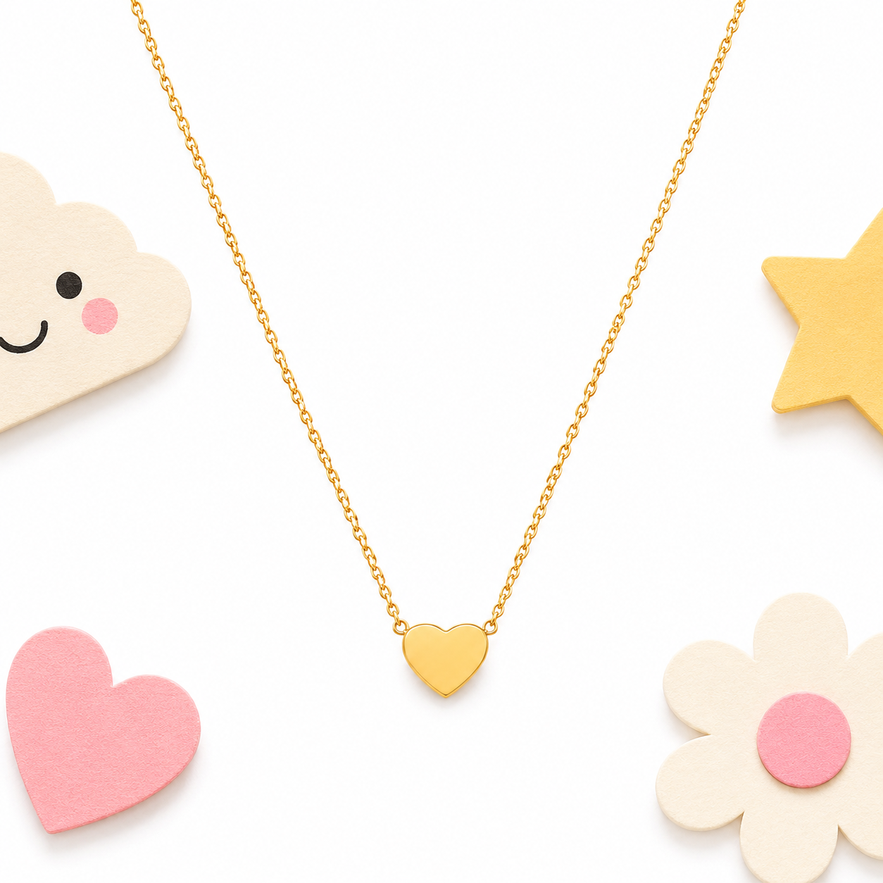 Gold Heart 18K gold necklace for kids – sweet heart gift by Twisty Locks