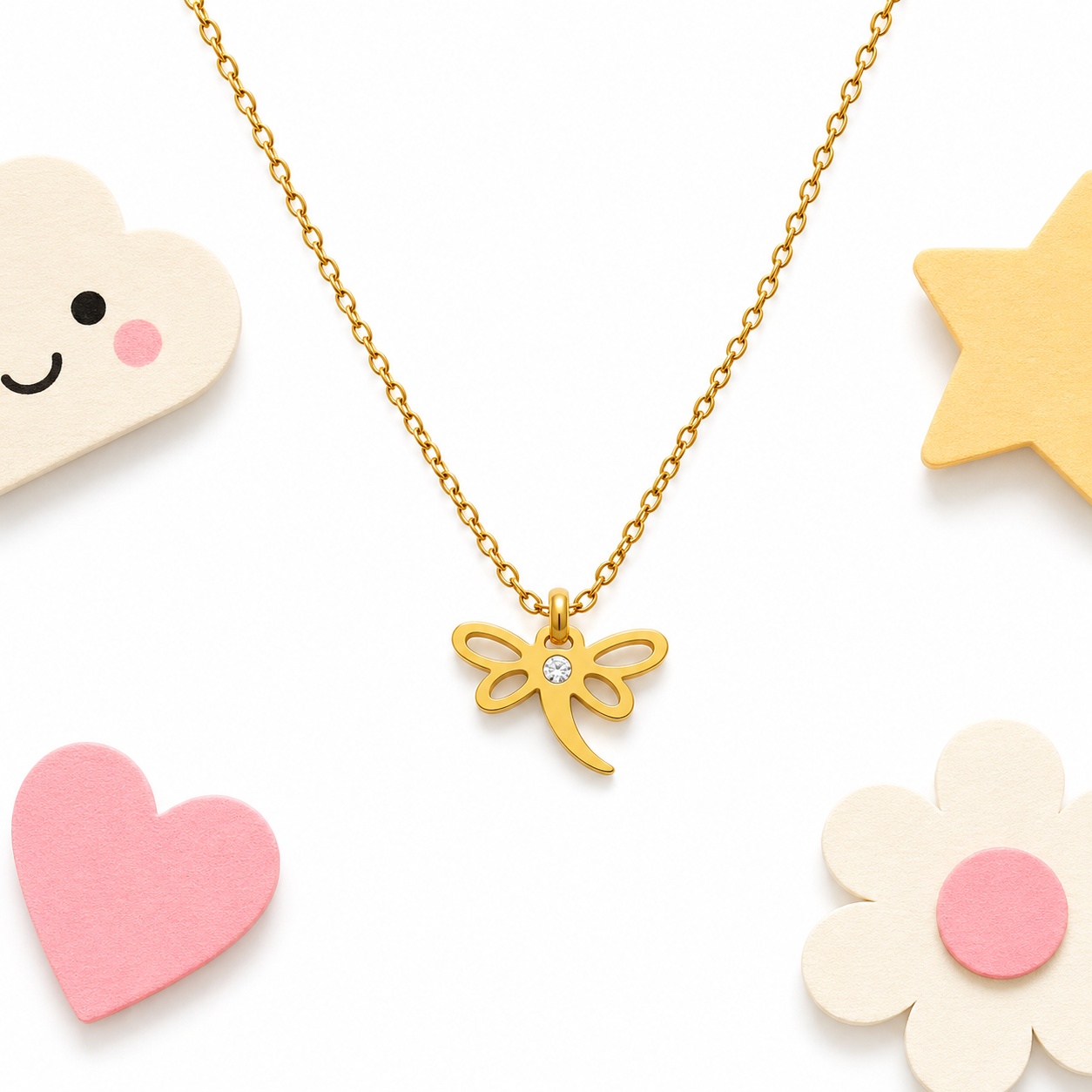 Sparkle Butterfly 18K gold necklace for kids – skin safe children's jewellery by Twisty Locks