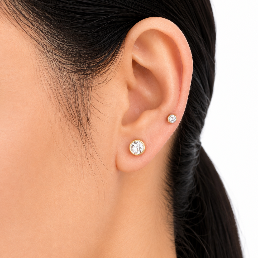 Twin CZ Drop 18K Gold-Plated Jewellery Set (3 Pcs)