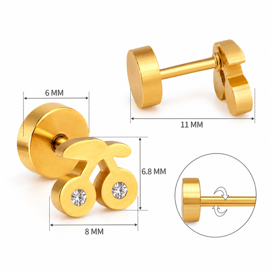Sparkle Cherry 18K Gold Plated Children's Earrings