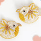 Chidiya Rani Embroidered Clips Set- Yellow - Twisty Locks  - Kids and Women Hair Accessories, Fashion Clothing and Jewellery India