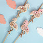 Cream White Flamingo Embroidered Hair Clips Set - Twisty Locks  - Kids and Women Hair Accessories, Fashion Clothing and Jewellery India