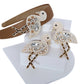 Cream White Flamingo Embroidered Hair Clips Set - Twisty Locks  - Kids and Women Hair Accessories, Fashion Clothing and Jewellery India