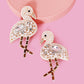 Cream White Flamingo Embroidered Hair Clips Set - Twisty Locks  - Kids and Women Hair Accessories, Fashion Clothing and Jewellery India