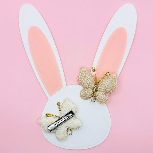 Crochet Butterfly Clips - Beige Set of 2 - Twisty Locks  - Kids and Women Hair Accessories, Fashion Clothing and Jewellery India